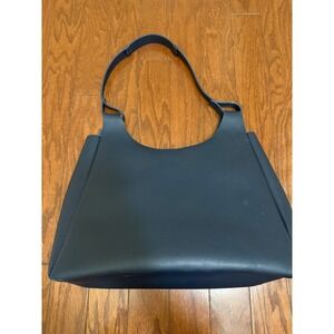 Neiman Marcus Navy Blue Vegan Leather Hobo Shoulder Bag Minimalist Tote